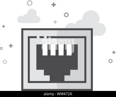 Local area connector icon in flat outlined grayscale style. Vector illustration. Stock Vector