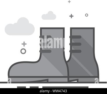 Boot icon in flat outlined grayscale style. Vector illustration. Stock Vector