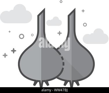 Garlic icon in flat outlined grayscale style. Vector illustration. Stock Vector