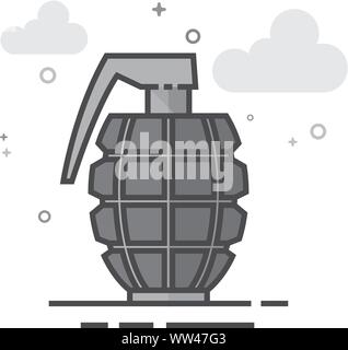Grenade icon in flat outlined grayscale style. Vector illustration. Stock Vector