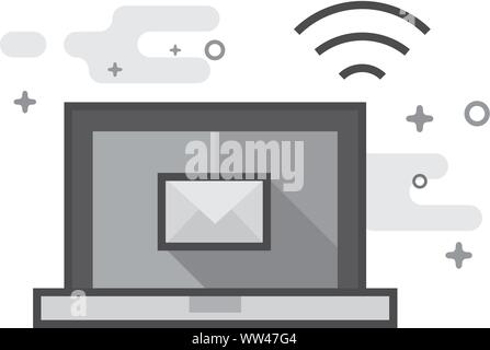 Laptops icon in flat outlined grayscale style. Vector illustration. Stock Vector