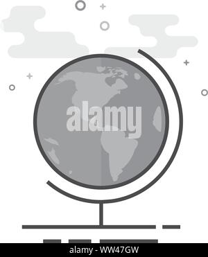 Globe icon in flat outlined grayscale style. Vector illustration. Stock Vector