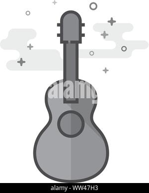 Guitar icon in flat outlined grayscale style. Vector illustration. Stock Vector