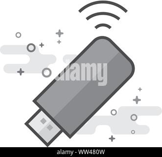 Modem icon in flat outlined grayscale style. Vector illustration. Stock Vector