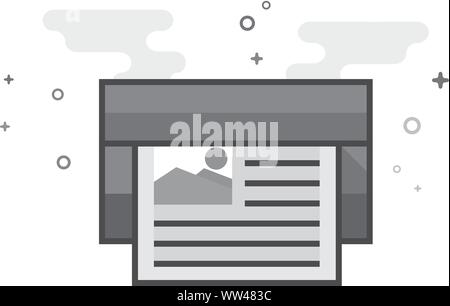 Offset printing icon in flat outlined grayscale style. Vector illustration. Stock Vector