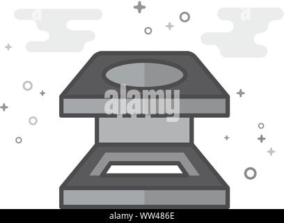 Printing magnifier icon in flat outlined grayscale style. Vector illustration. Stock Vector