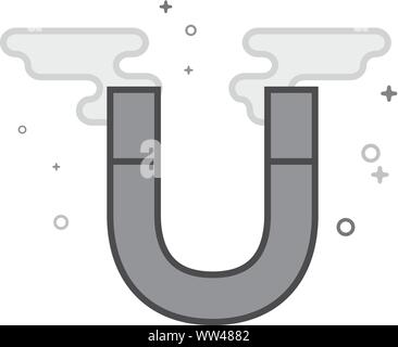 Magnet icon in flat outlined grayscale style. Vector illustration. Stock Vector