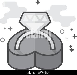 Wedding ring icon in flat outlined grayscale style. Vector illustration. Stock Vector