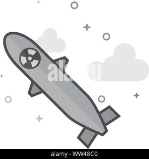 Missile icon in flat outlined grayscale style. Vector illustration. Stock Vector
