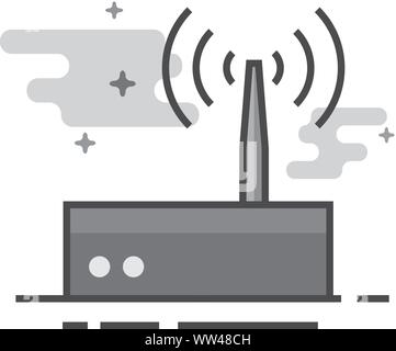 Router icon in flat outlined grayscale style. Vector illustration. Stock Vector