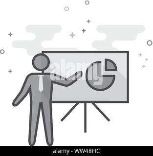 Businessman chart icon in flat outlined grayscale style. Vector illustration. Stock Vector