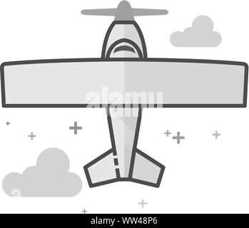 Vintage Airplane icon in flat outlined grayscale style. Vector illustration. Stock Vector
