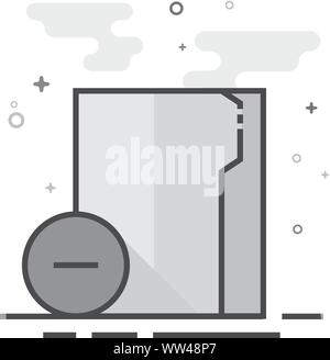 Folder icon in flat outlined grayscale style. Vector illustration. Stock Vector