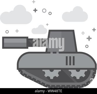 Tank icon in flat outlined grayscale style. Vector illustration. Stock Vector