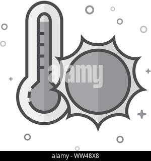 Thermometer icon in flat outlined grayscale style. Vector illustration. Stock Vector