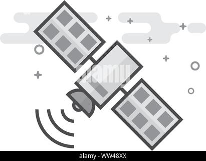 Satellite receiver icon in flat outlined grayscale style. Vector illustration. Stock Vector
