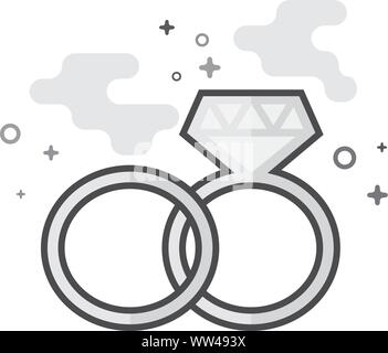 Wedding ring icon in flat outlined grayscale style. Vector illustration. Stock Vector
