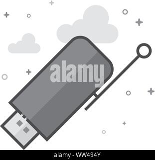 Wireless receiver icon in flat outlined grayscale style. Vector illustration. Stock Vector