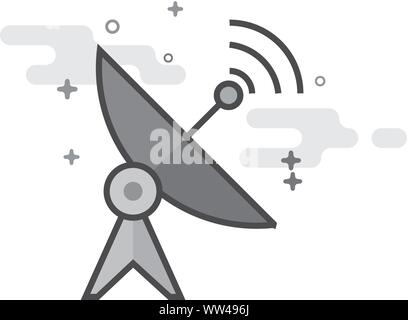 Satellite receiver icon in flat outlined grayscale style. Vector illustration. Stock Vector