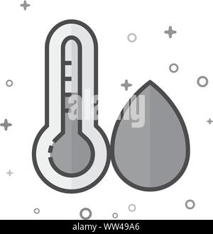 Thermometer icon in flat outlined grayscale style. Vector illustration. Stock Vector