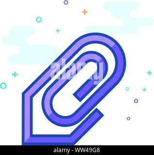 Attachment file icon in outlined flat color style. Vector illustration. Stock Vector