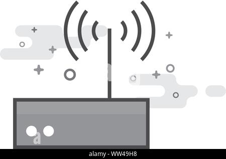 Internet router icon in flat outlined grayscale style. Vector illustration. Stock Vector
