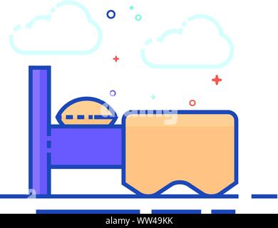 Hotel symbol icon in outlined flat color style. Vector illustration. Stock Vector