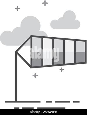 Windsock icon in flat outlined grayscale style. Vector illustration. Stock Vector