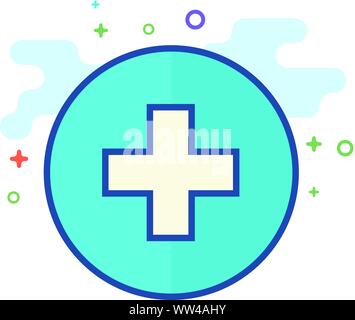 Plus sign icon in outlined flat color style. Vector illustration. Stock Vector