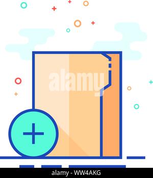 Folder icon in outlined flat color style. Vector illustration. Stock Vector