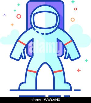 Astronaut icon in outlined flat color style. Vector illustration. Stock Vector