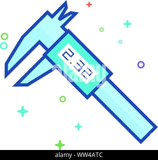 Digital caliper icon in outlined flat color style. Vector illustration. Stock Vector