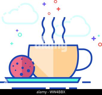 Coffee cup icon in outlined flat color style. Vector illustration. Stock Vector