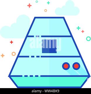 Space capsule icon in outlined flat color style. Vector illustration. Stock Vector