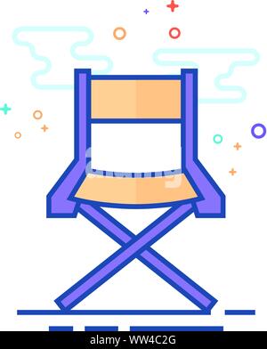 Movie director chair icon in outlined flat color style. Vector illustration. Stock Vector