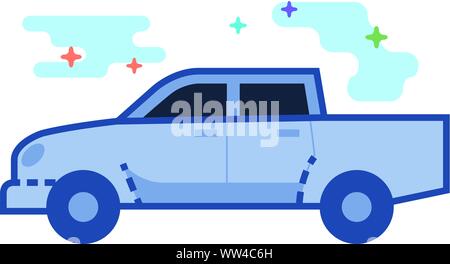 Car icon in outlined flat color style. Vector illustration. Stock Vector