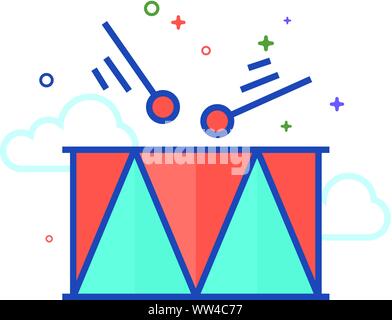 Drum icon in outlined flat color style. Vector illustration. Stock Vector