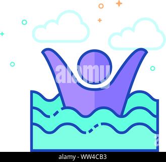 Drowned man icon in outlined flat color style. Vector illustration. Stock Vector