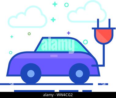 Car icon in outlined flat color style. Vector illustration. Stock Vector