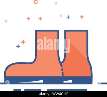 Wet boots icon in outlined flat color style. Vector illustration. Stock Vector