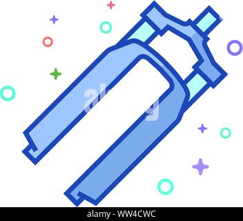 Bicycle suspension fork icon in outlined flat color style. Vector illustration. Stock Vector