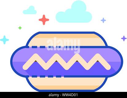 Hot dog icon in outlined flat color style. Vector illustration. Stock Vector
