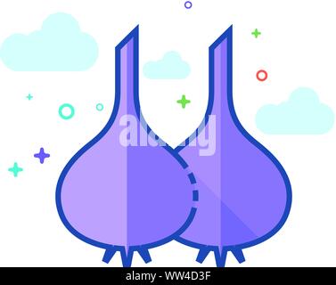 Garlic icon in outlined flat color style. Vector illustration. Stock Vector