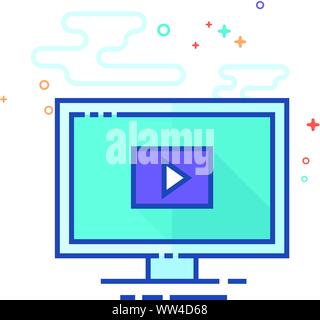 Home theater icon in outlined flat color style. Vector illustration. Stock Vector