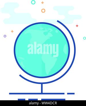 Globe icon in outlined flat color style. Vector illustration. Stock Vector