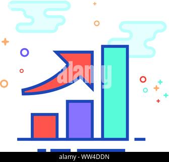Bar chart icon in outlined flat color style. Vector illustration. Stock Vector