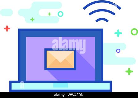 Laptops icon in outlined flat color style. Vector illustration. Stock Vector