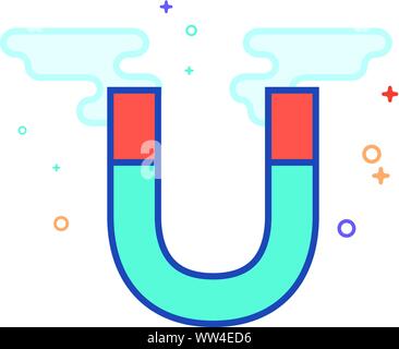 Magnet icon in outlined flat color style. Vector illustration. Stock Vector