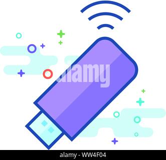 Modem icon in outlined flat color style. Vector illustration. Stock Vector