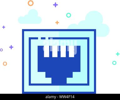Local area connector icon in outlined flat color style. Vector illustration. Stock Vector
